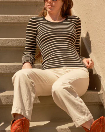 Francoise Tee in Black & Natural Stripe - Image 4