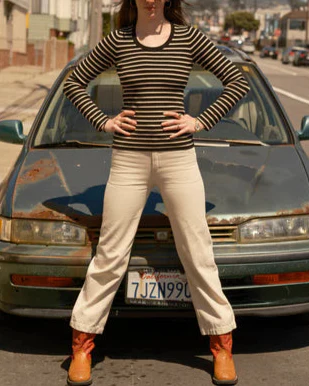 Francoise Tee in Black & Natural Stripe - Image 5