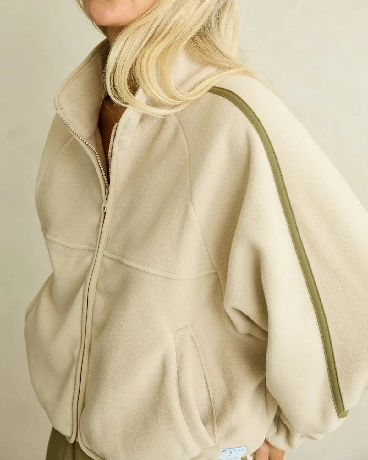 Full Zip Polar Fleece in Sand - Image 4