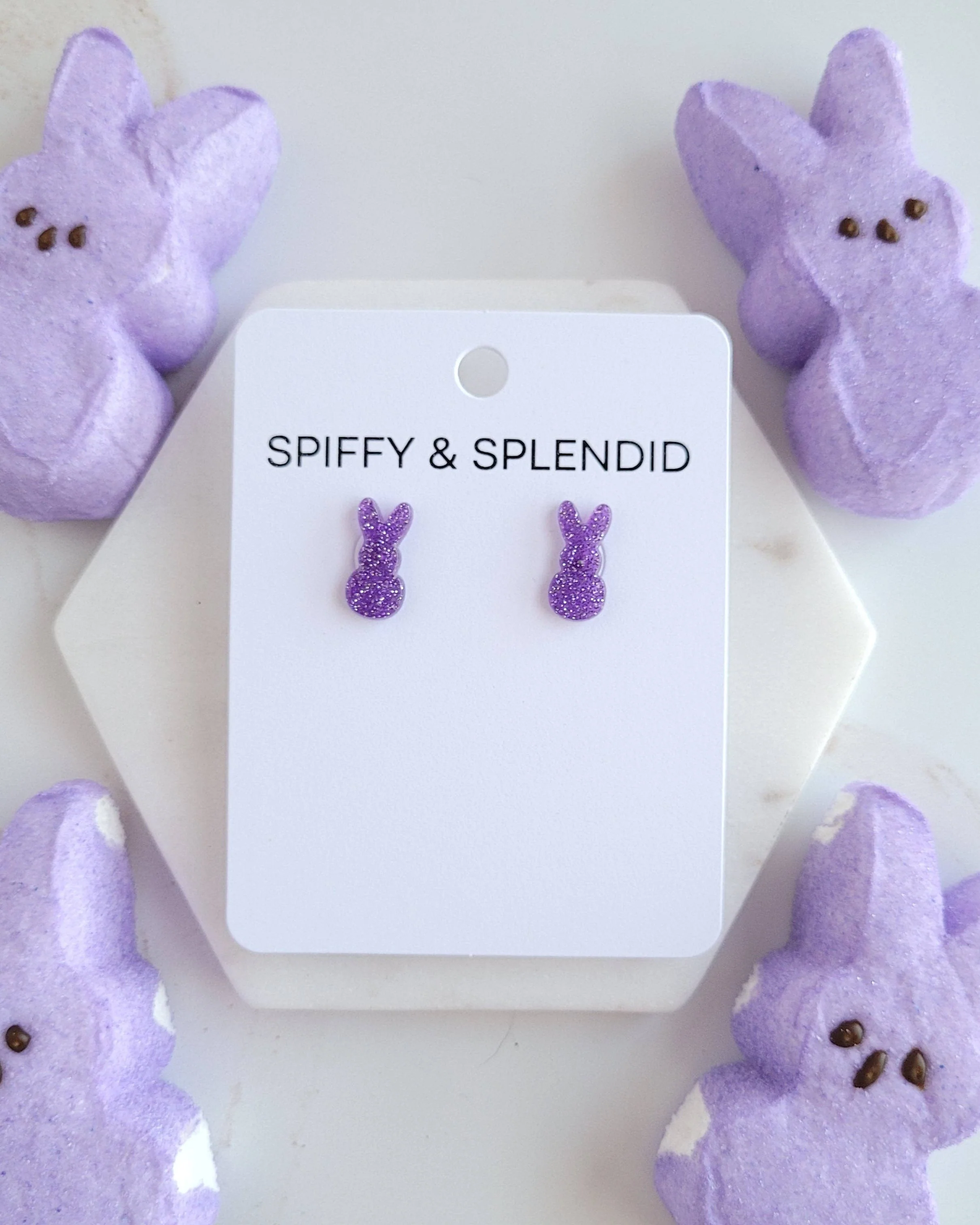 Glitter Bunny Studs - Purple - Image 2