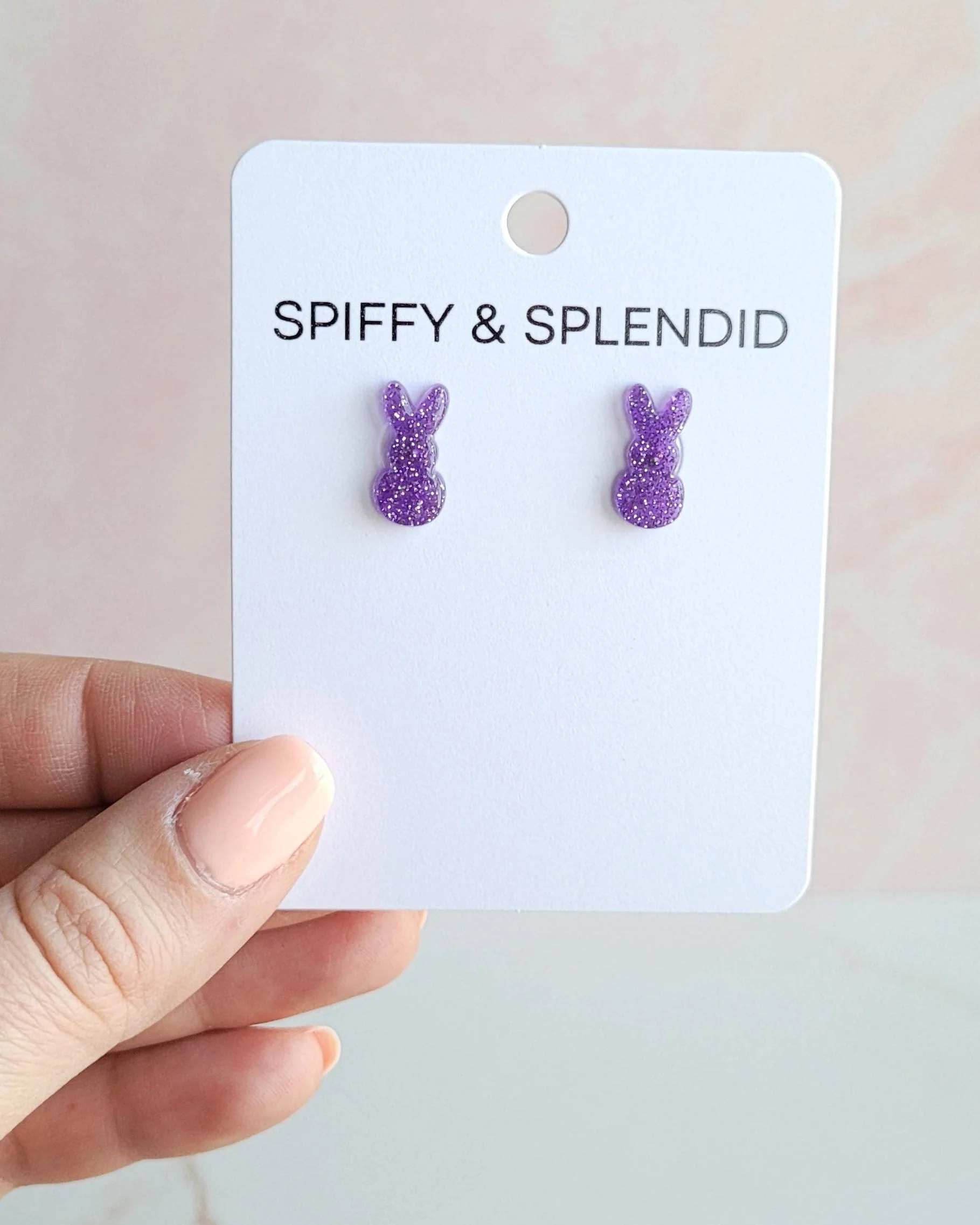 Glitter Bunny Studs - Purple - Image 3