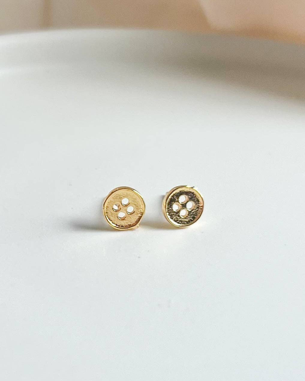 Gold Button Stud Earrings