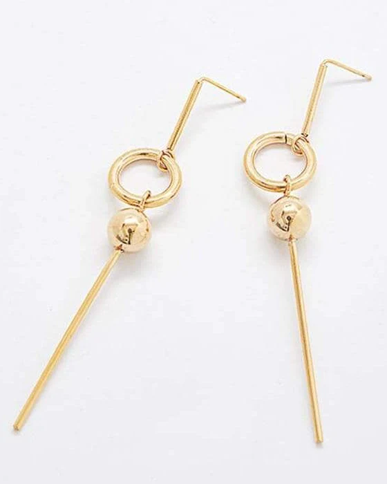 Gold Geometric Circle Drop Earrings