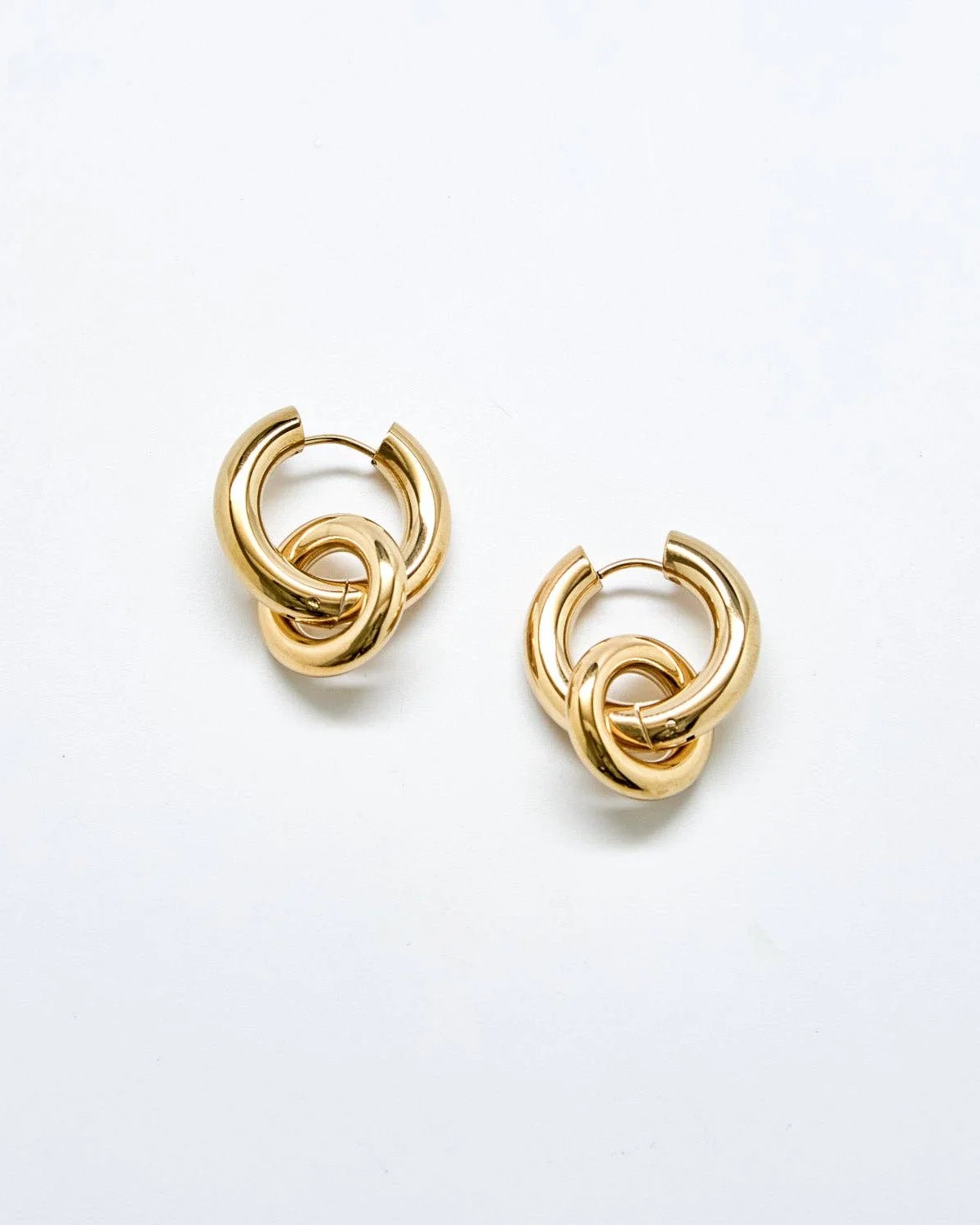Gold Interlocking Hoop Earrings
