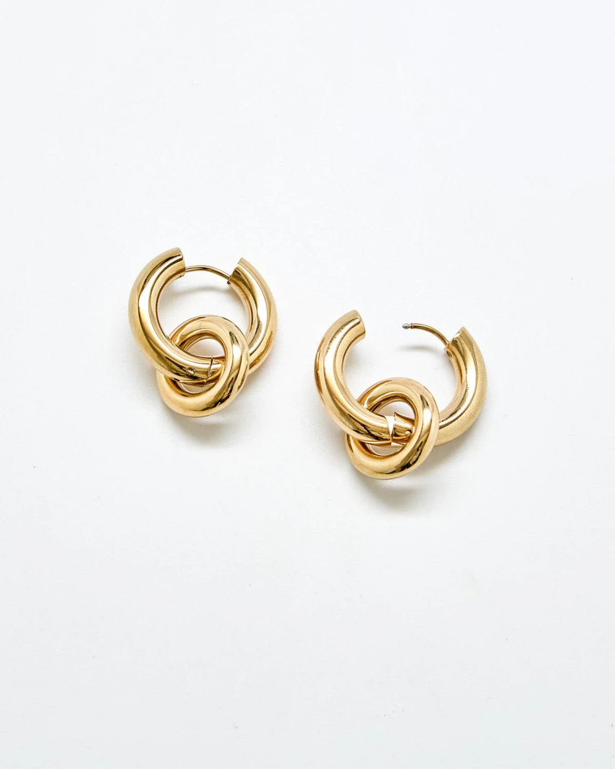 Gold Interlocking Hoop Earrings - Image 3
