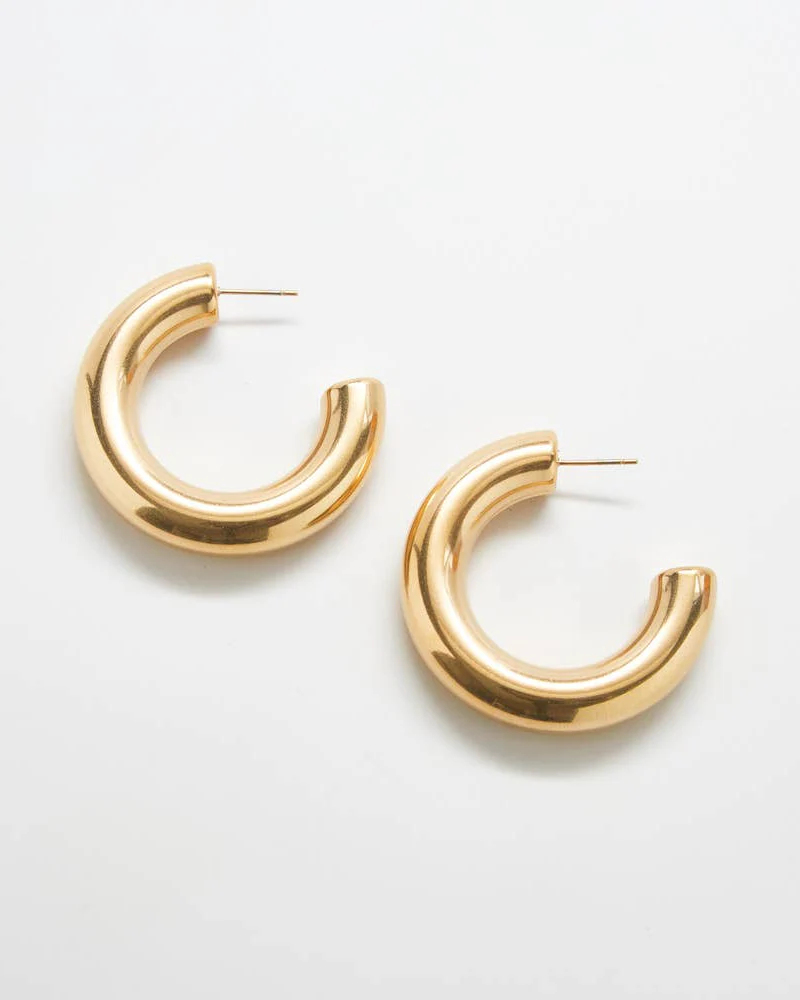Gold Medium Chunky Hoop Earrings