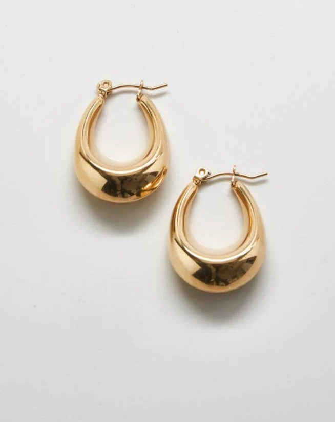 Gold Oval Hoop Earrings