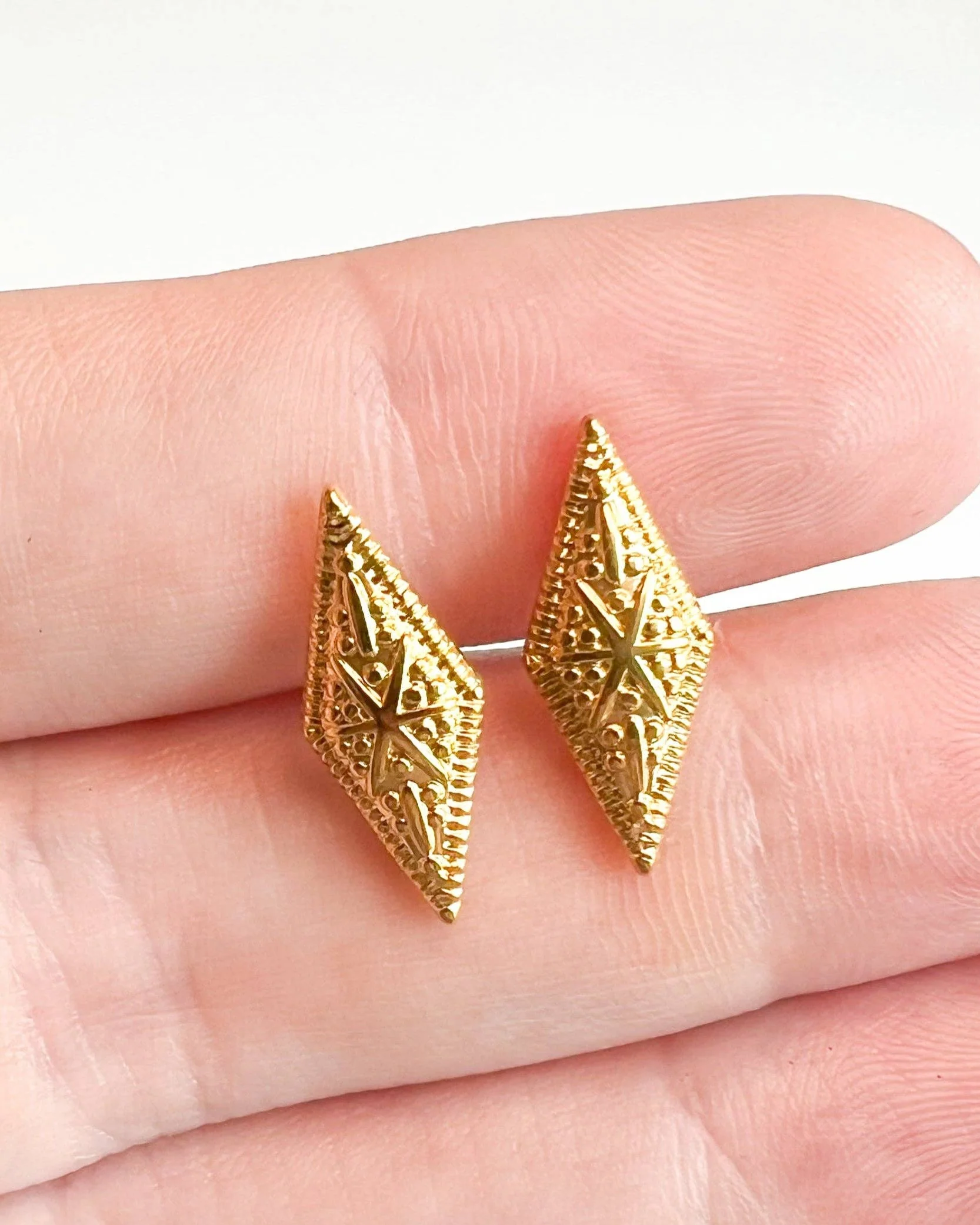 Gold Rhombus Studs - Image 3