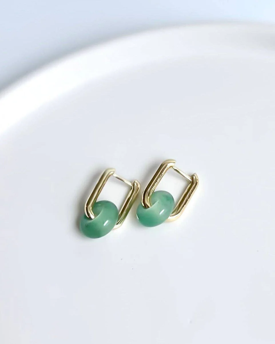 Green Aventurine Hoops - Image 2