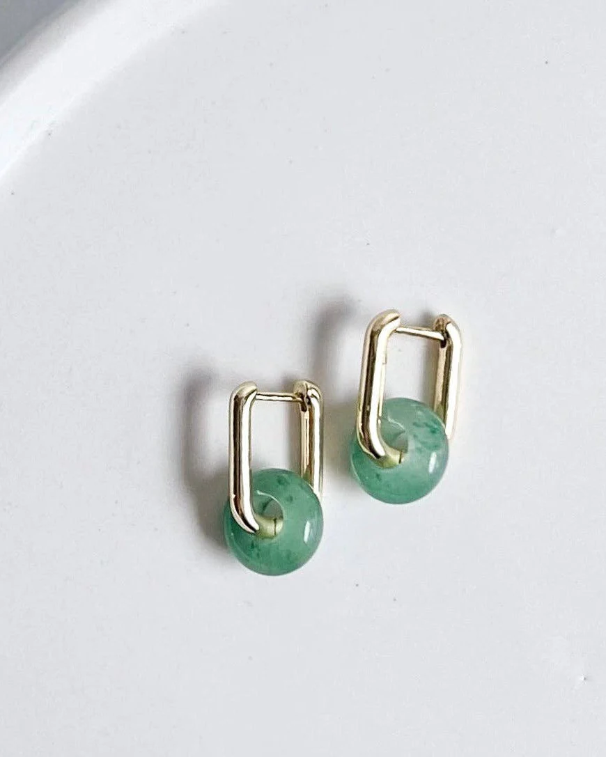 Green Aventurine Hoops - Image 3