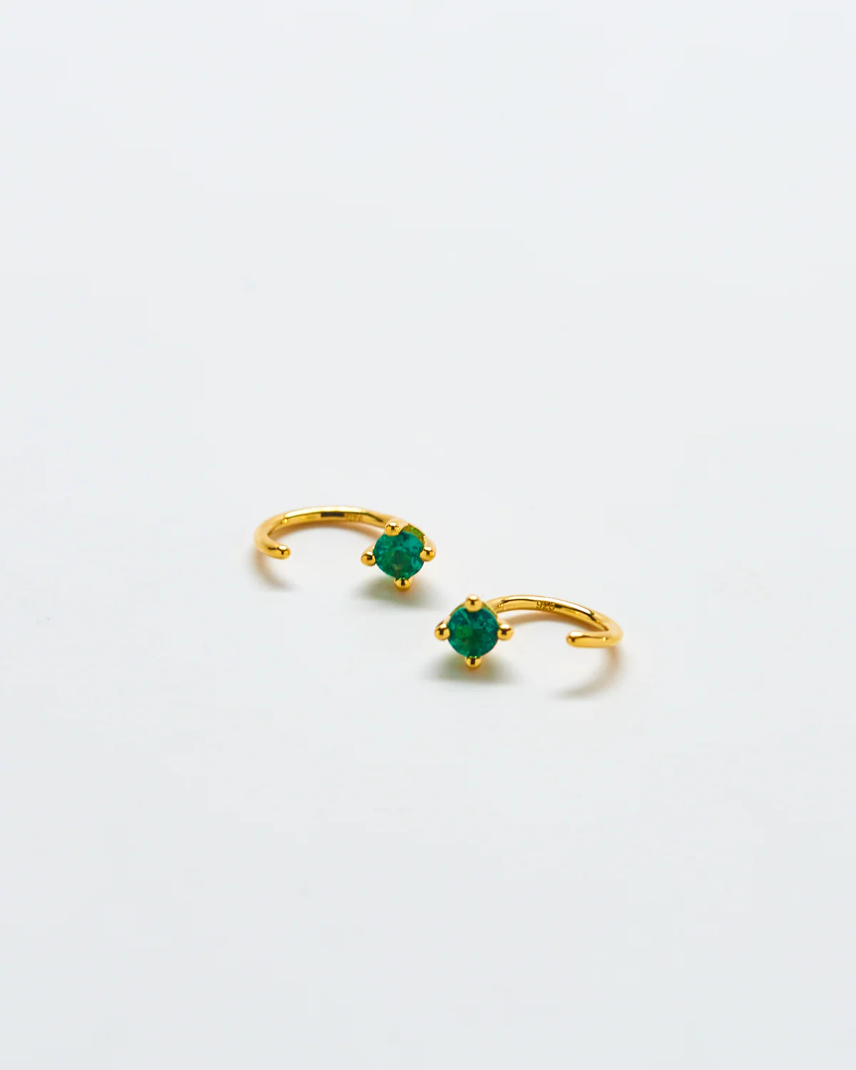 Green CZ Open Hoop Earrings
