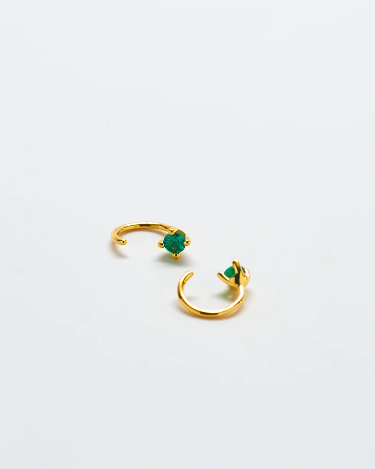 Green CZ Open Hoop Earrings - Image 2