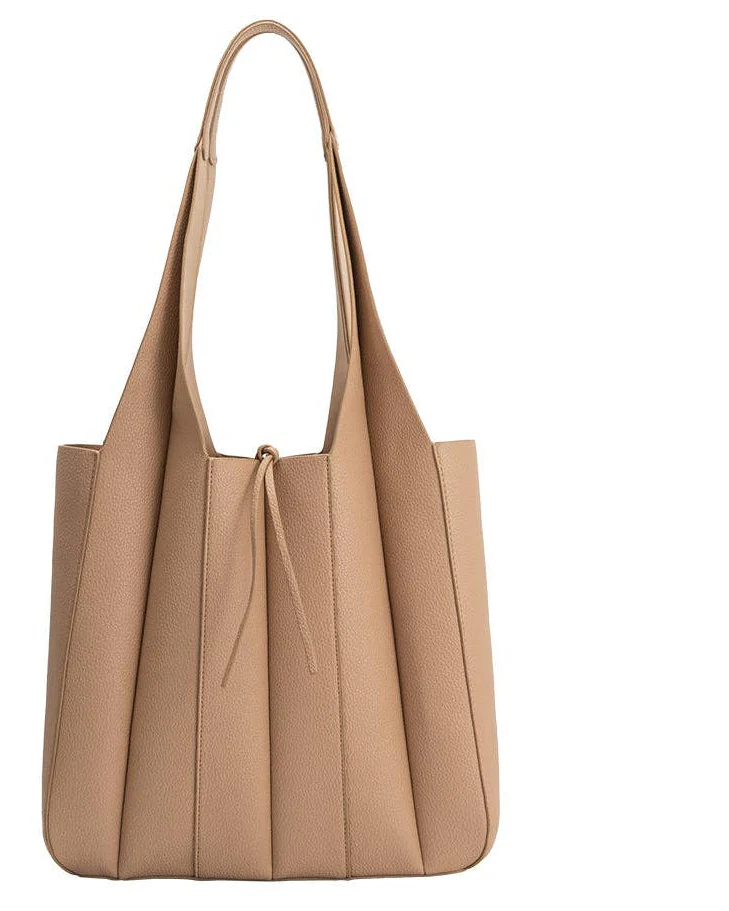 Harper Vegan Leather Tote Bag in Nude