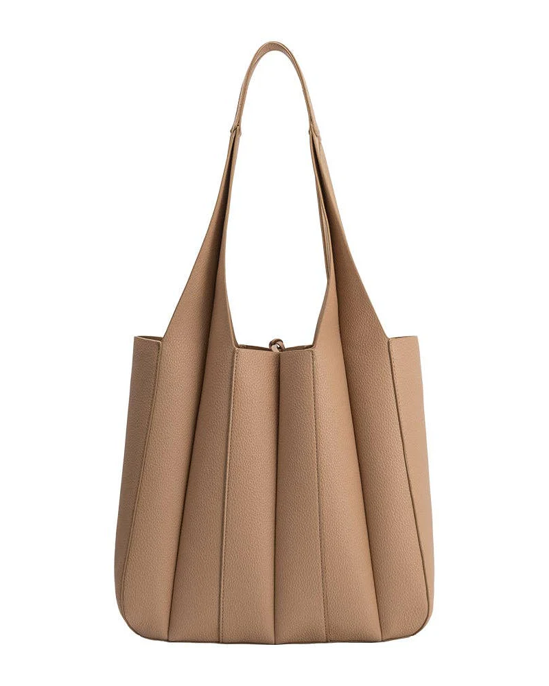 Harper Vegan Leather Tote Bag in Nude - Image 3