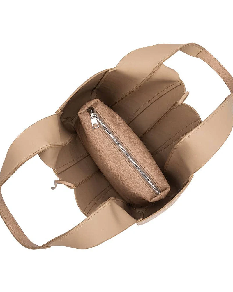 Harper Vegan Leather Tote Bag in Nude - Image 6