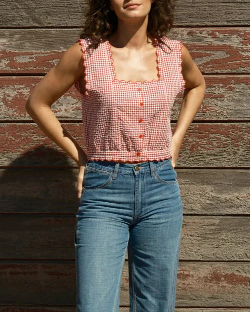 Helena Top in Red Gingham - Image 3
