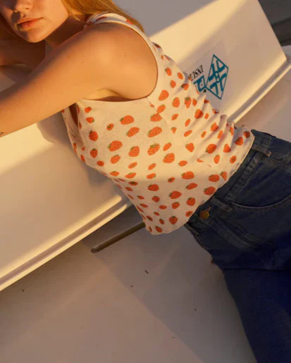 Hemp Rib Tank in Strawberry - Image 3