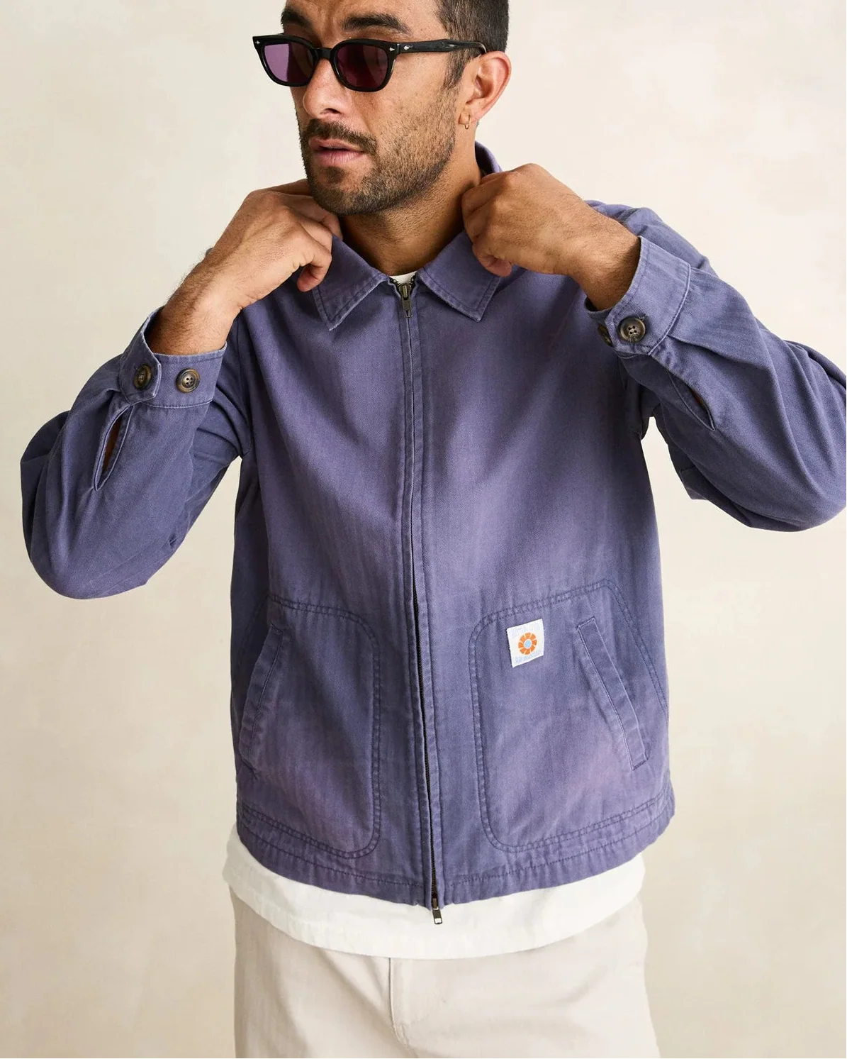 Herringbone Sun Wash Jacket in Vintage Blue - Image 3