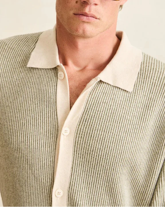 Hi Lo Knit Button Up in Natural - Image 3