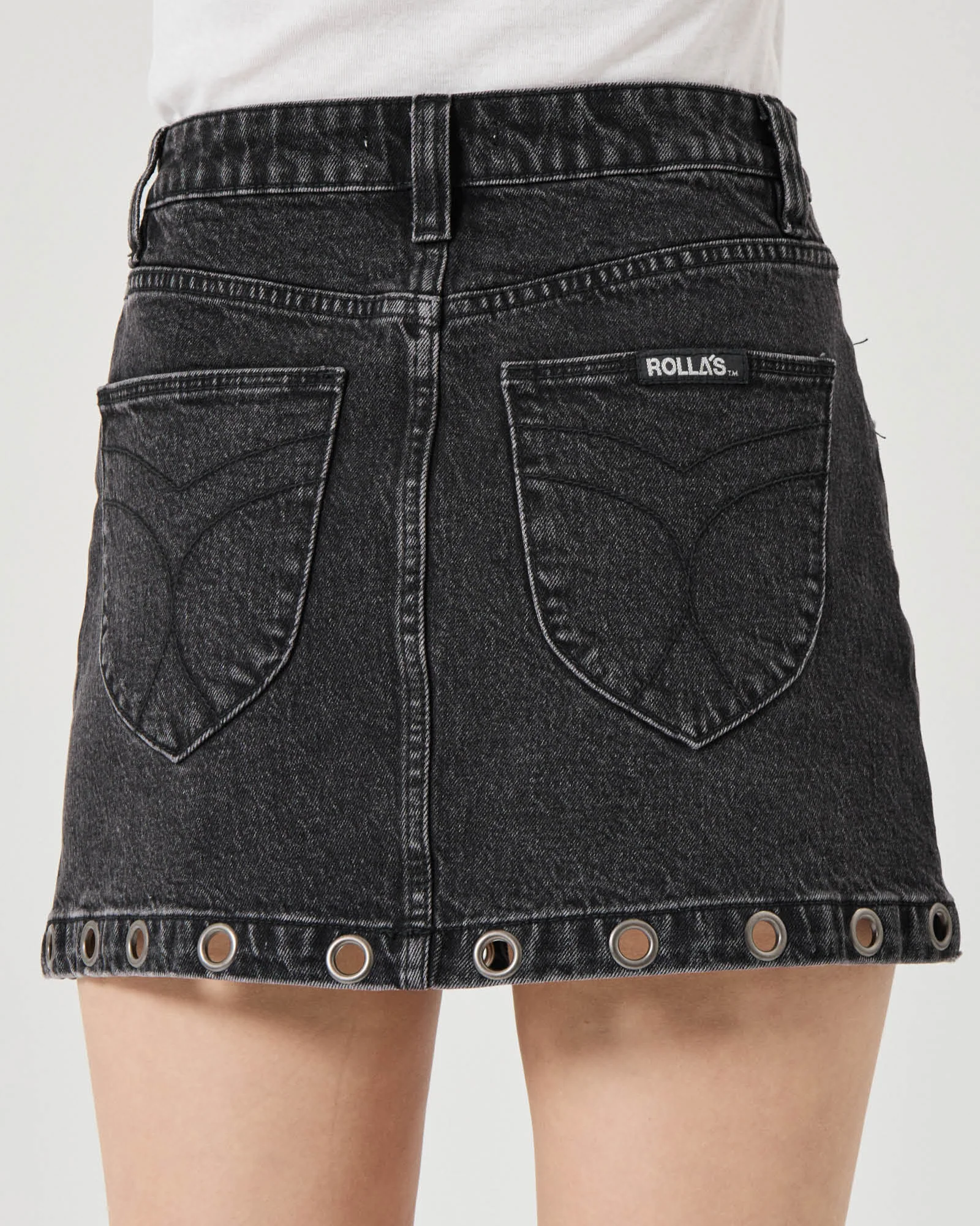 High Line Mini Skirt in Black Eyelet - Image 4