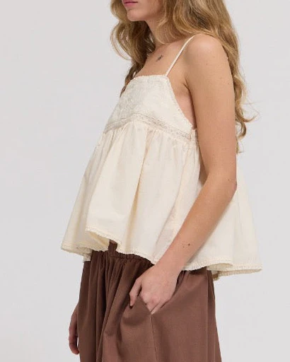 Josie Embroidered Top in Soy - Image 2
