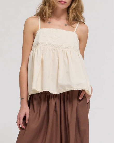 Josie Embroidered Top in Soy - Image 3
