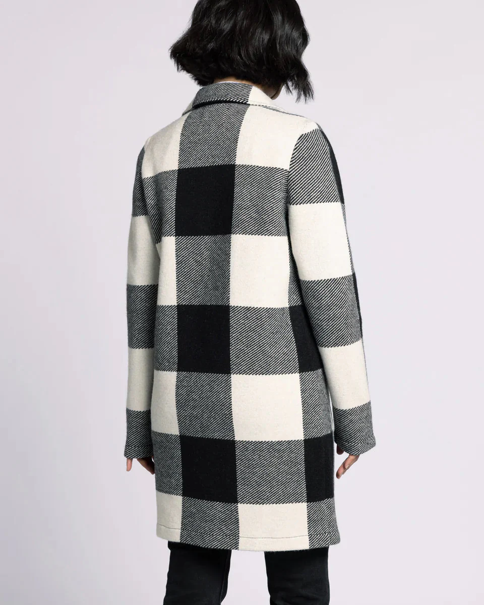 Kenzie Coat in Ivory Black Plaid - Image 3