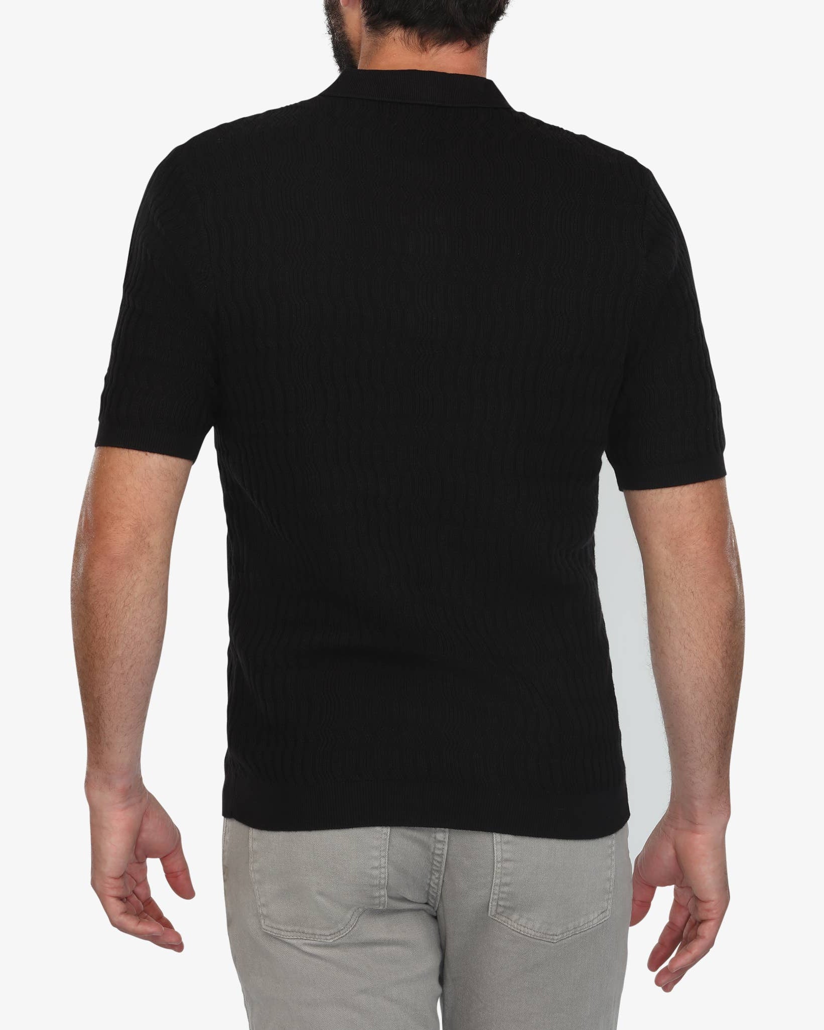 Knit Polo in Black - Image 3