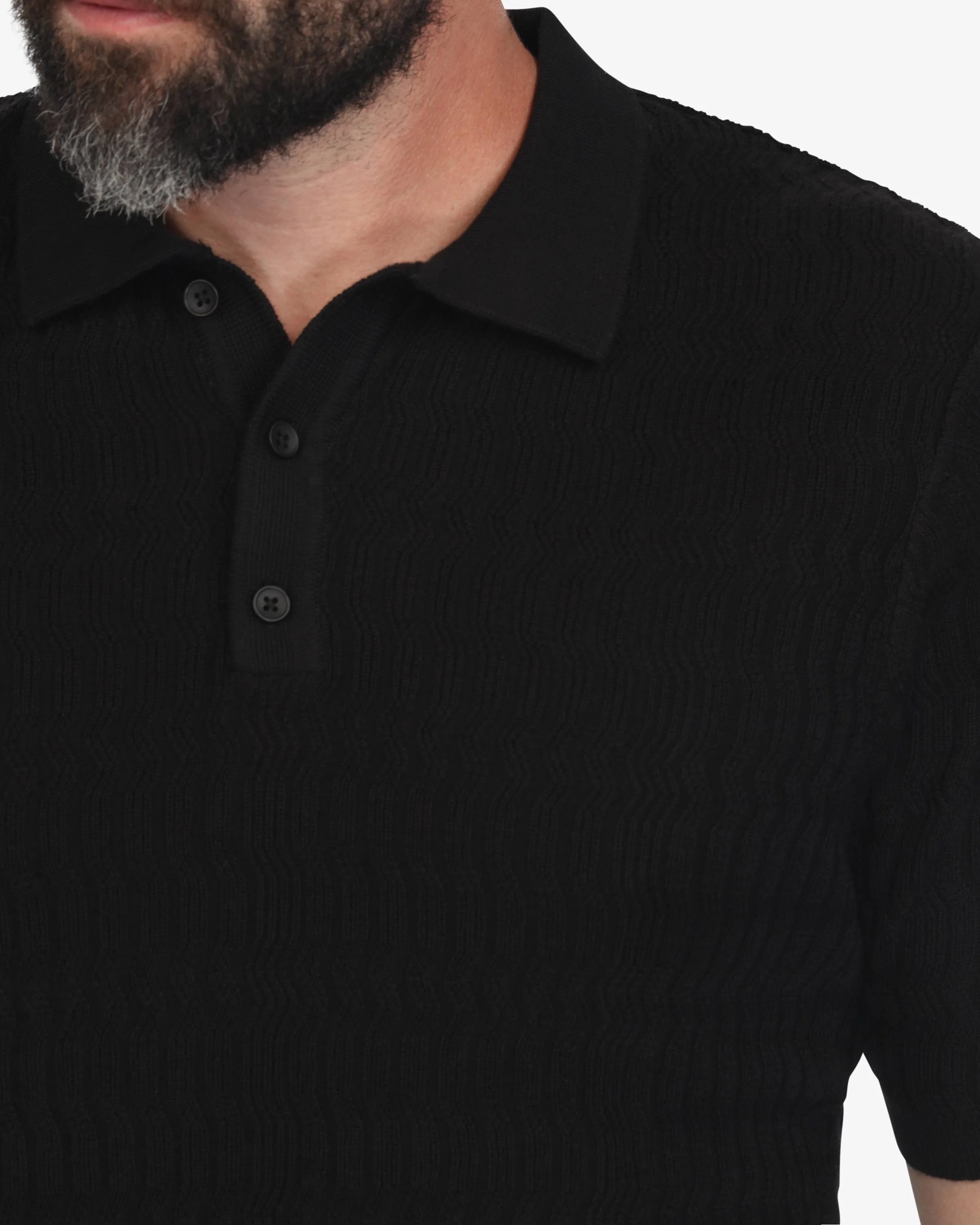 Knit Polo in Black - Image 4