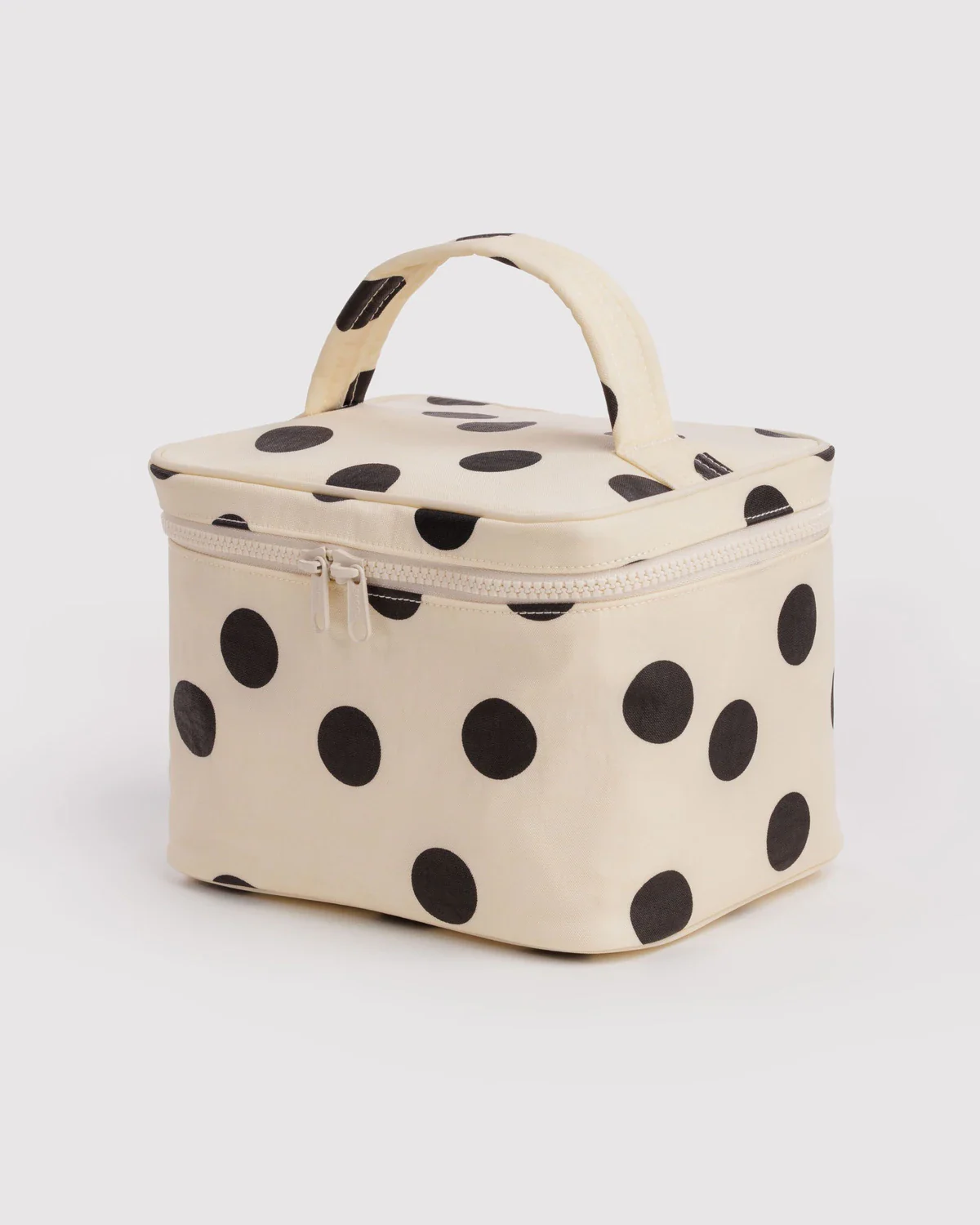 Large Cosmetics Case in Cream & Black Polka Dot