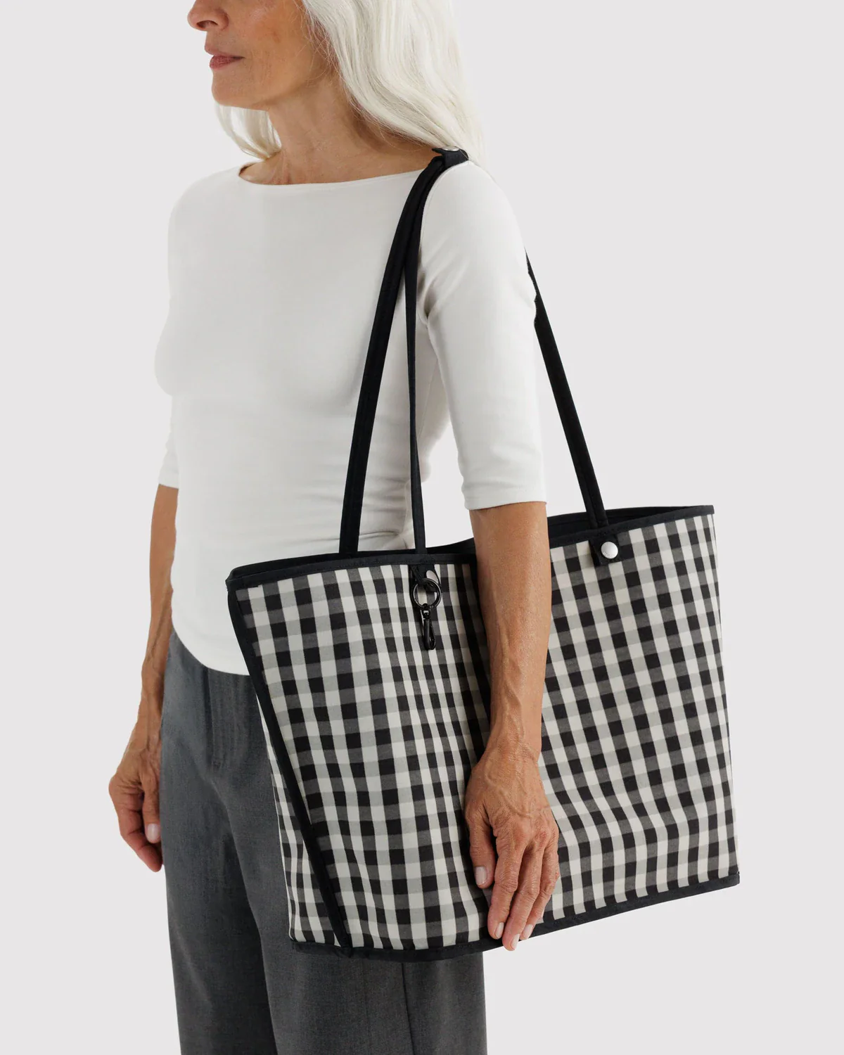 Large Nylon Reversible Tote in Black Mix - Image 4