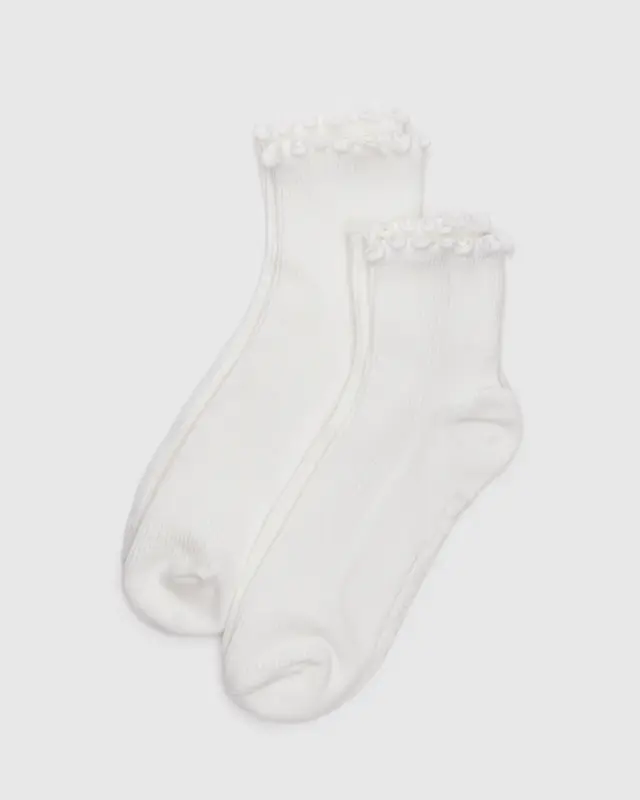 Lettuce Edge Sock Set of 2 in White