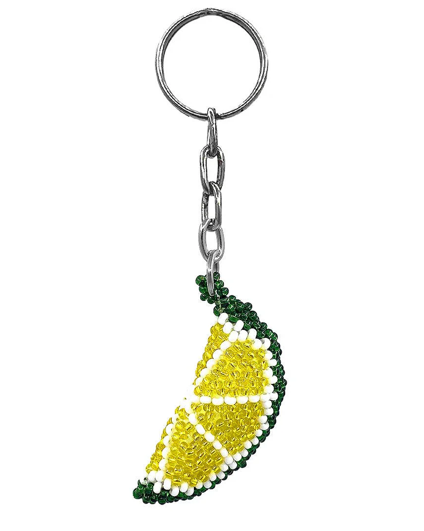 Lime Beaded Keychain