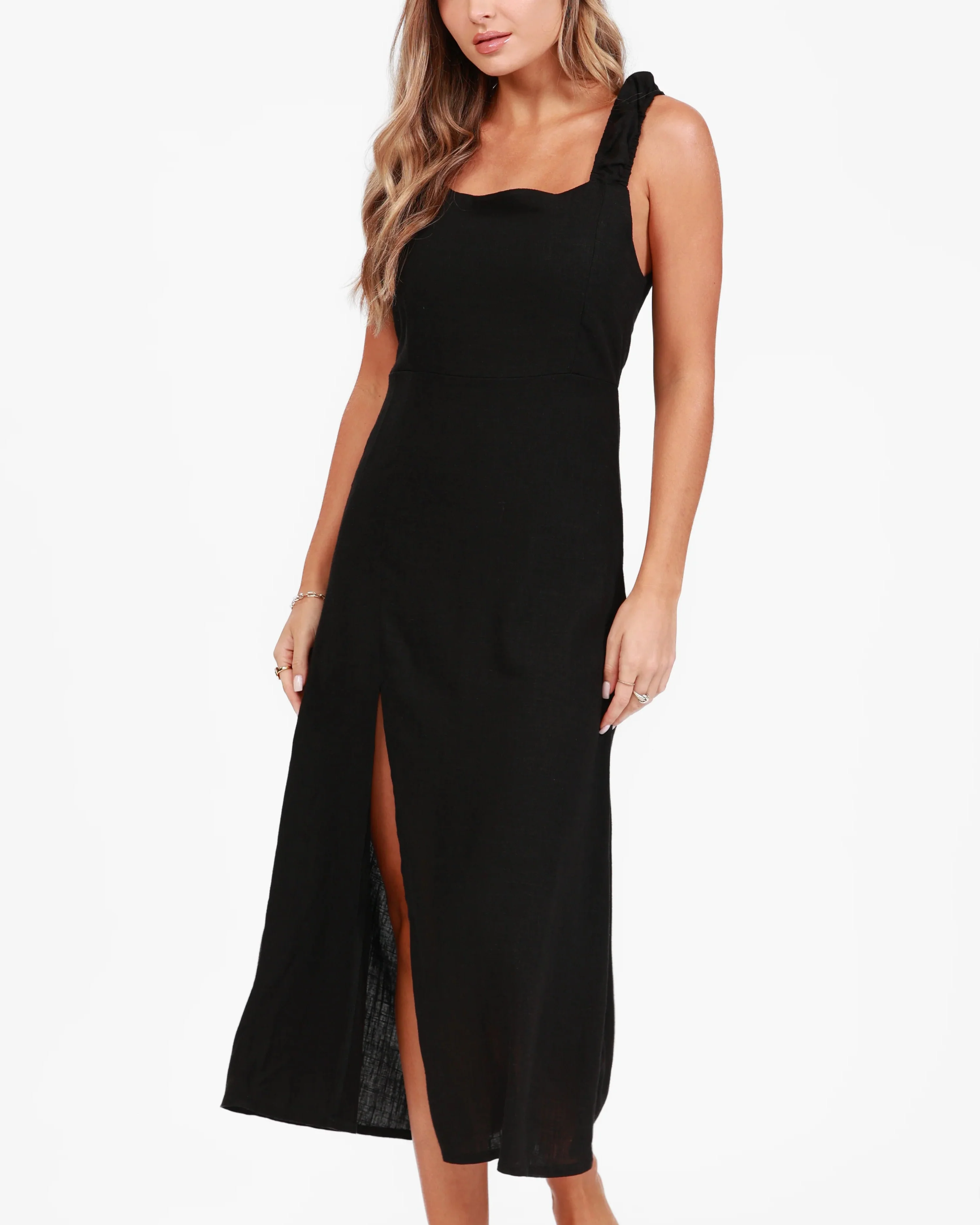 Linen Maxi Dress in Black