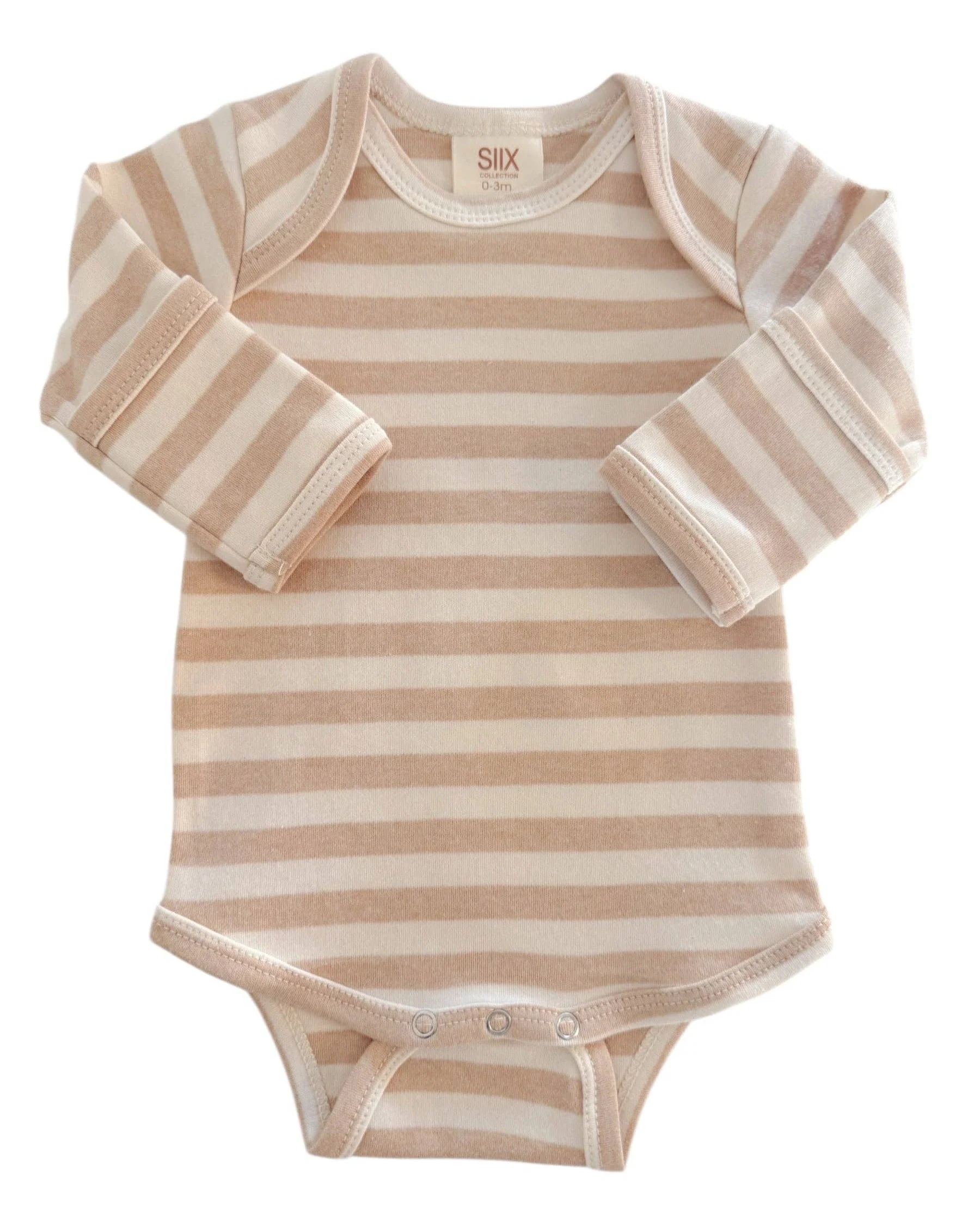 Long Sleeve Bodysuit in Biscuit Stripe