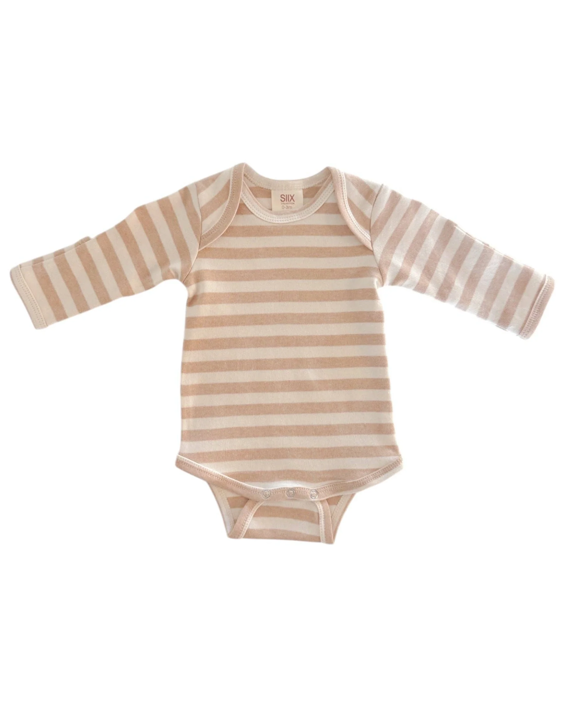Long Sleeve Bodysuit in Biscuit Stripe - Image 2