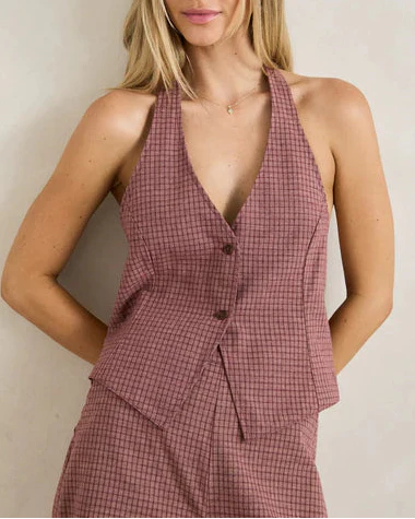 Lucy Check Halter in Rust