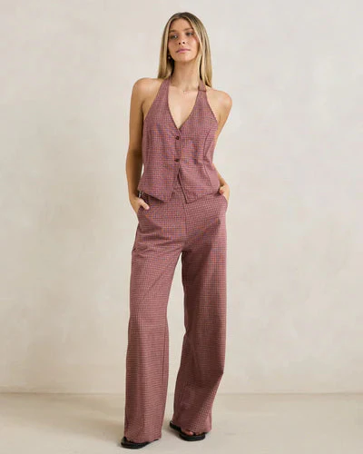 Lucy Check Halter in Rust - Image 2