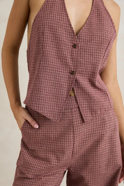 Lucy Check Halter in Rust - Image 5