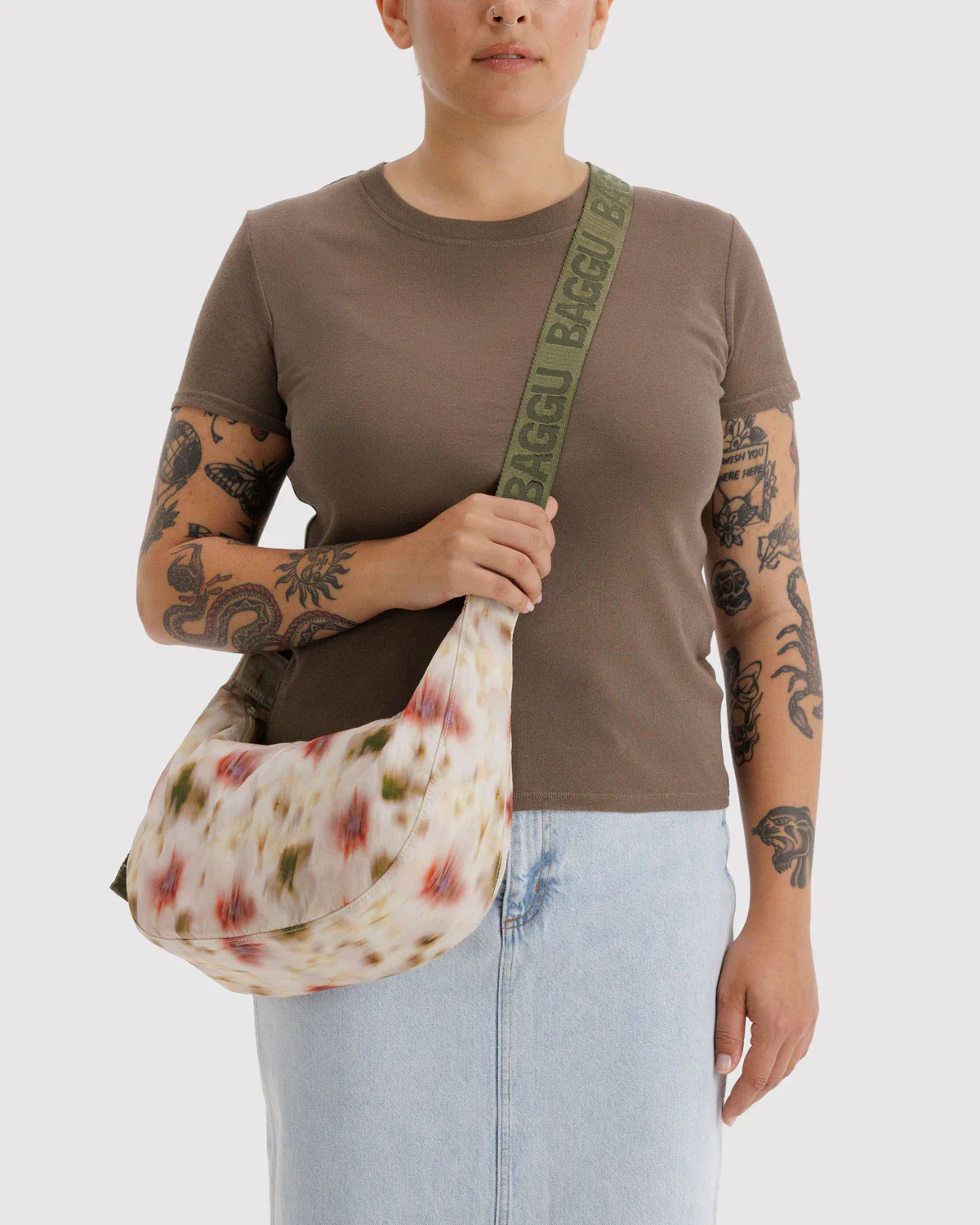 Medium Nylon Crescent Bag in Abstract Floral - Image 2
