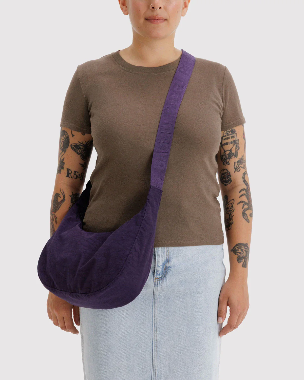 Medium Nylon Crescent Bag in Fig - Image 2