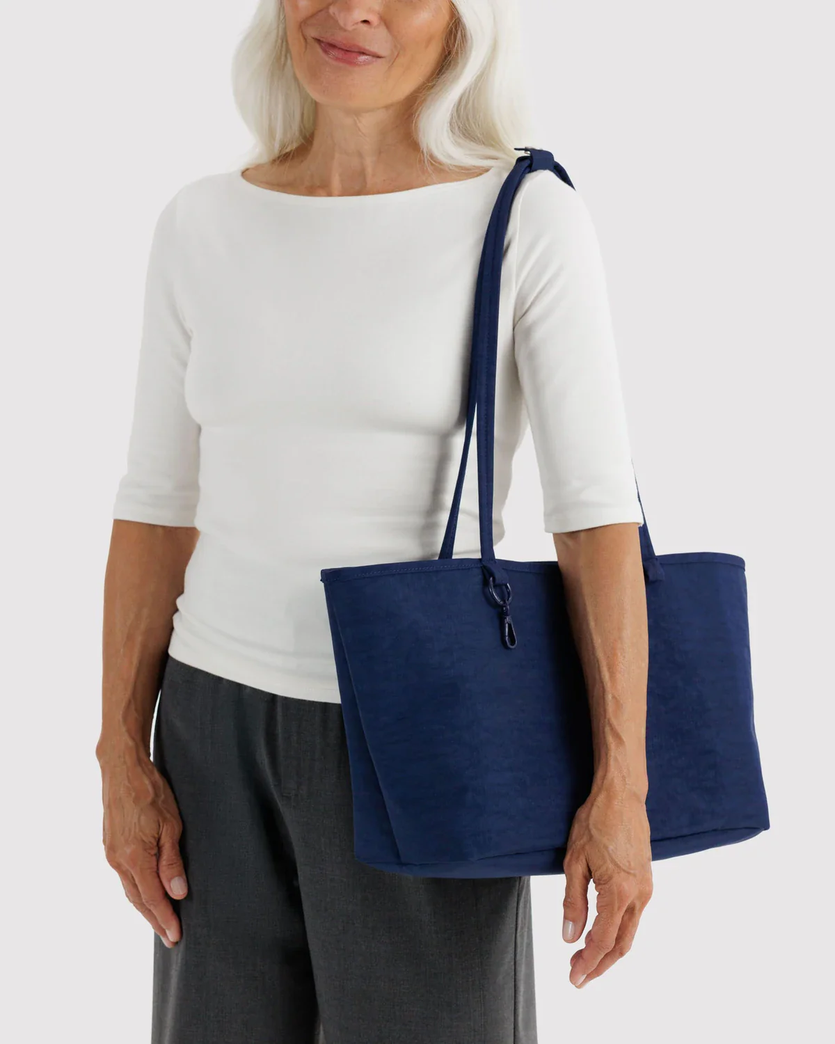 Medium Nylon Reversible Tote in Navy Mix - Image 3