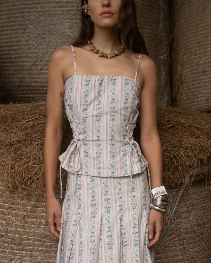 Mia Corset Top in Wallpaper Print