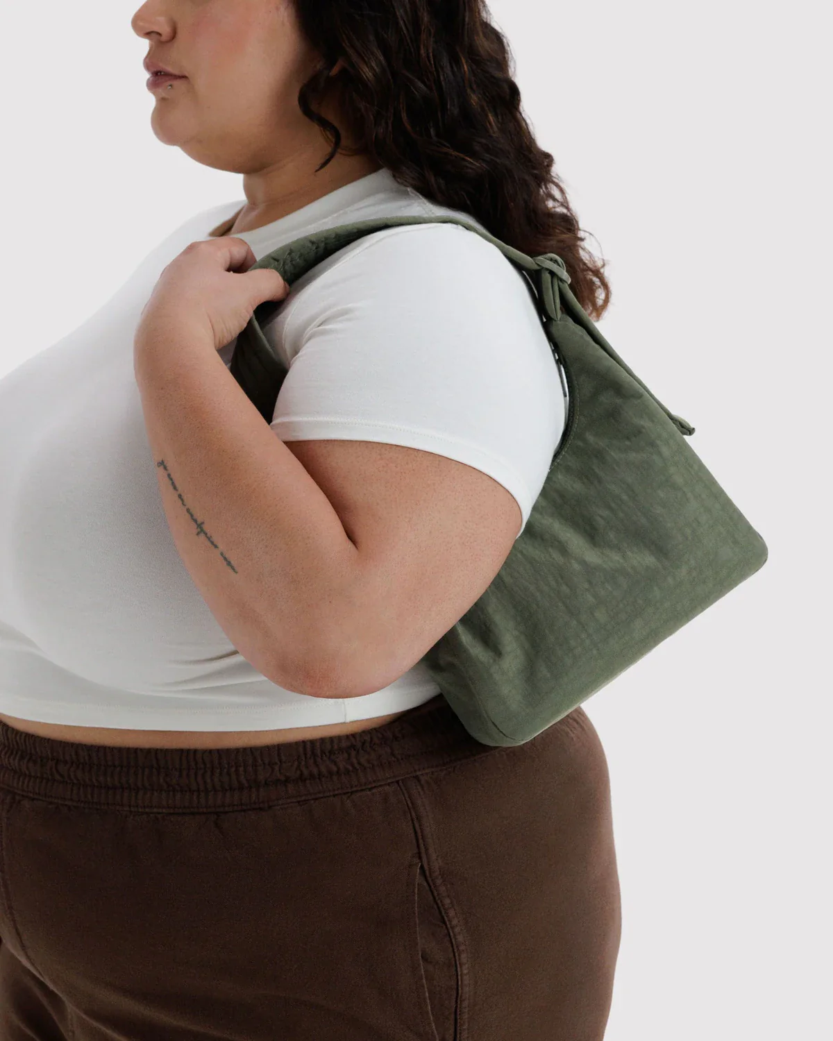 Mini Nylon Shoulder Bag in Caper - Image 2