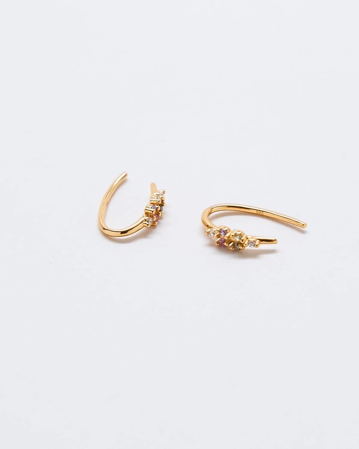 Multi-stone Open Ear Gold Huggies - Image 3