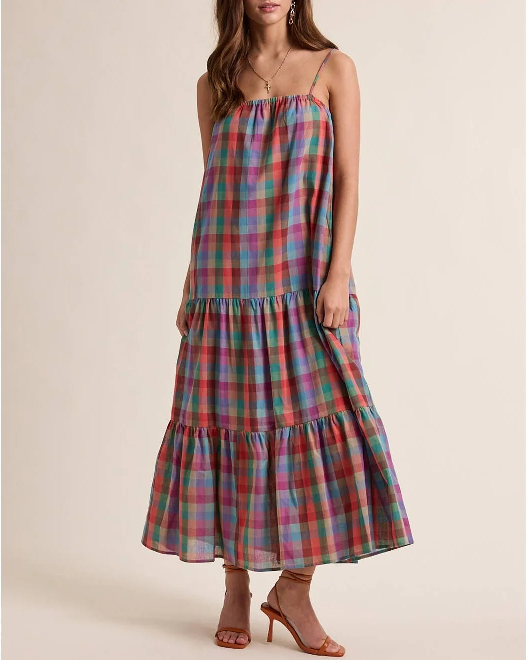 Multicolor Plaid Maxi Dress