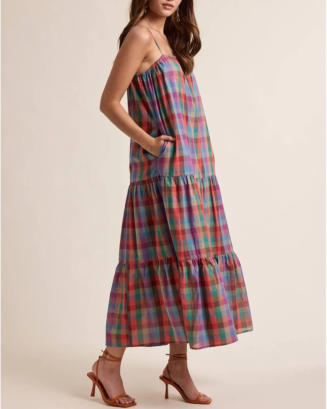 Multicolor Plaid Maxi Dress - Image 2