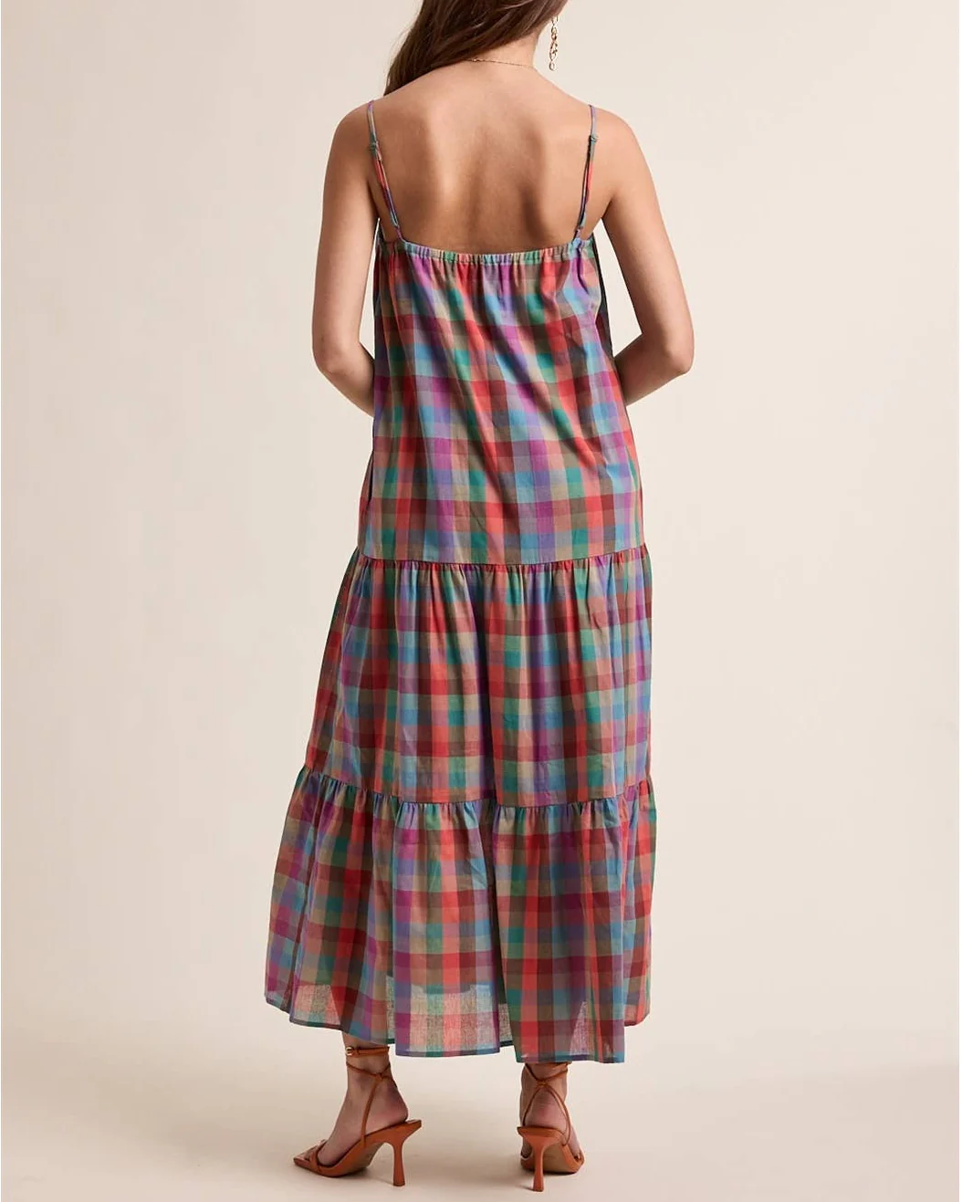 Multicolor Plaid Maxi Dress - Image 3