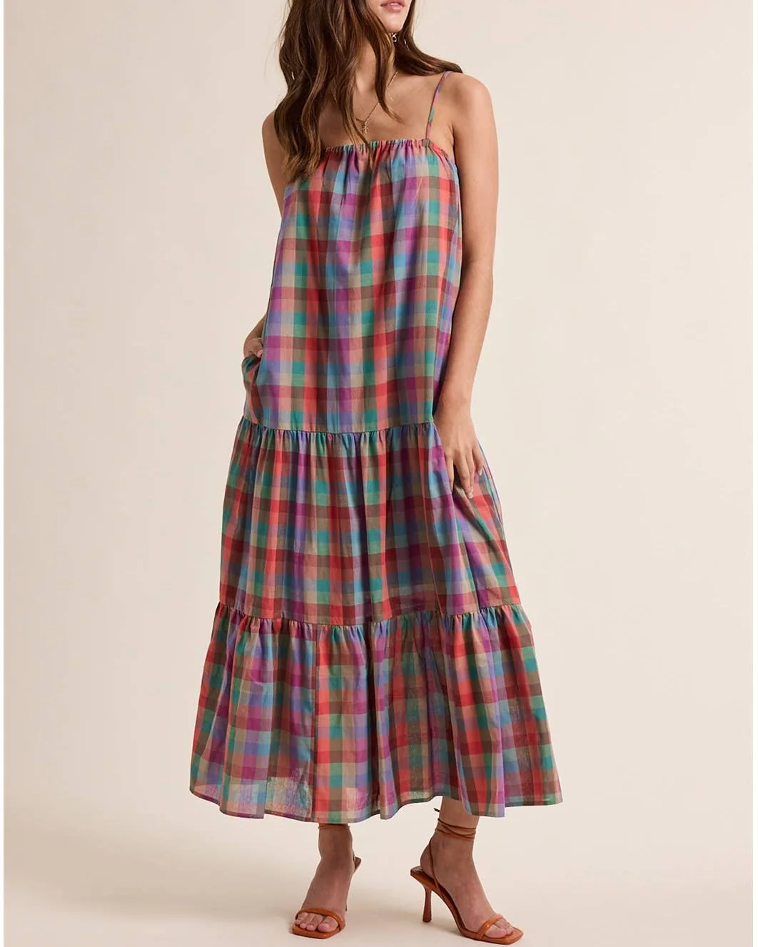 Multicolor Plaid Maxi Dress - Image 4