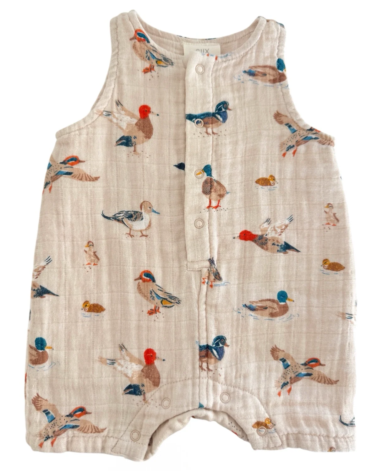 Muslin Shortie Romper in Ducks